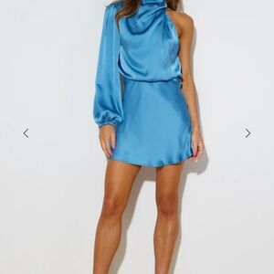Hello Molly Vibrant Blue One-Shoulder Dress